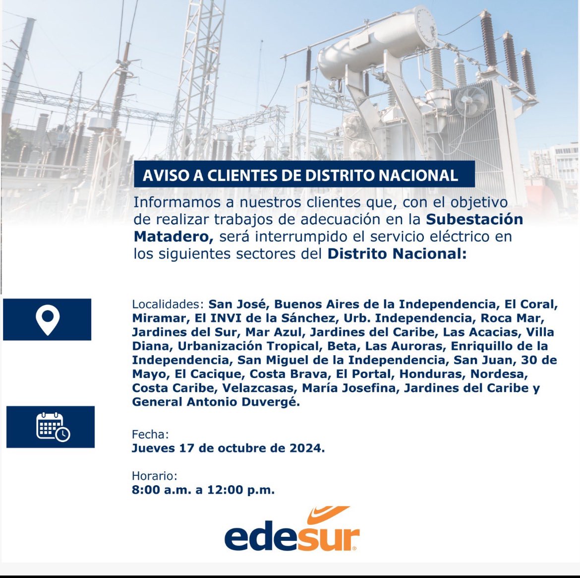elvinmillerc's tweet photo. @EdesurRD Saludos. A qué hora reactivaran el servicio https://t.co/TuprI1pxwX