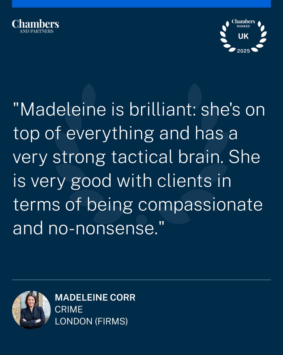 ShawGrahamKersh's tweet photo. We are delighted to be ranked once again among the top 10 criminal firms in London by @ChambersGuides  and we are very grateful for the testimonials we have received. https://t.co/Pz0n4IZqVU