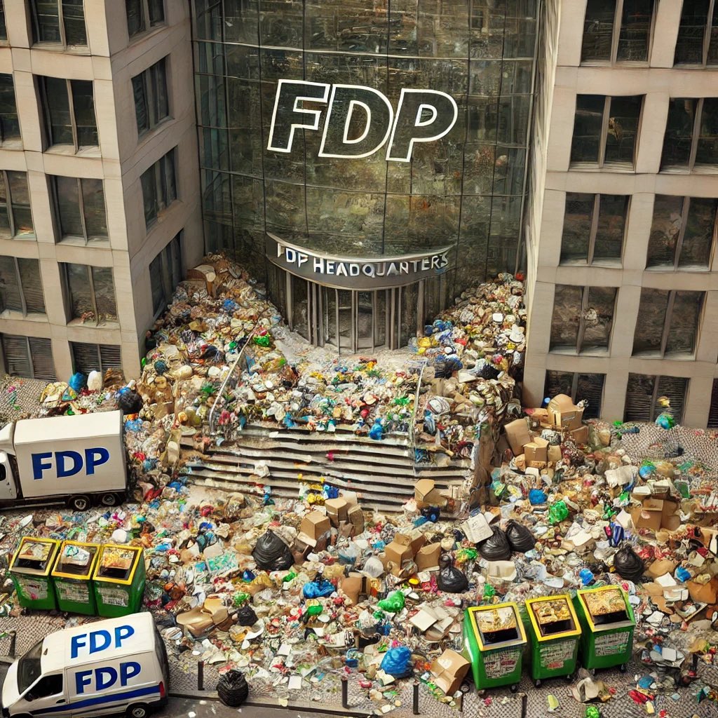 Er hat Recht. Dieses Bild habe ich heute Morgen von der Berliner Landeszentrale der FDP gemacht: