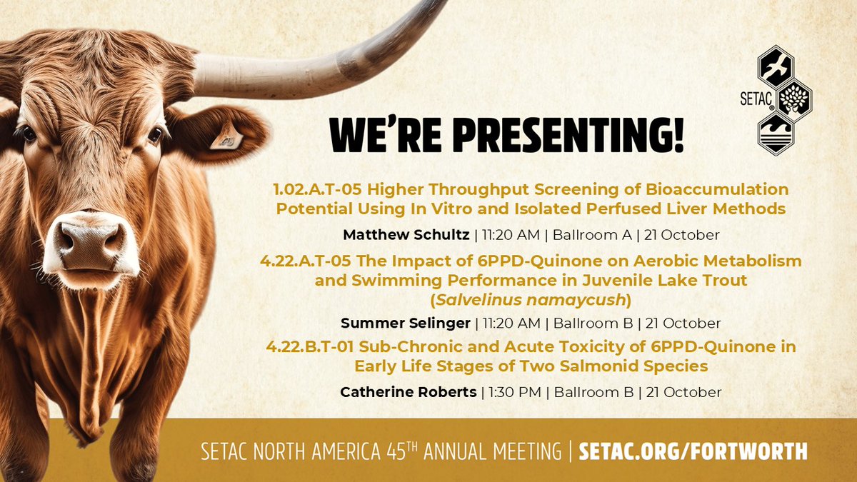 ToxCentre's tweet photo. The @usask Toxicology Centre is presenting at #SETACFortWorth October 20 - 24! See below for a list of our presenters. https://t.co/P4P4AelGX3