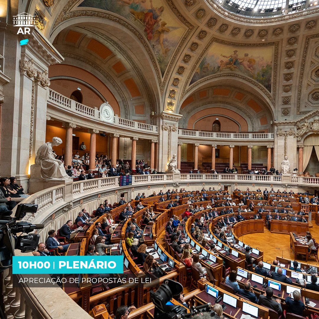 AssembleiaRepub's tweet photo. A Reunião Plenária tem início às 10h00, com debate de várias propostas de lei.
Agenda completa e emissão em direto em https://t.co/Z4hMP299WY
#assembleiadarepublica #reuniaoplenaria #propostadelei https://t.co/qclWz6OWdY