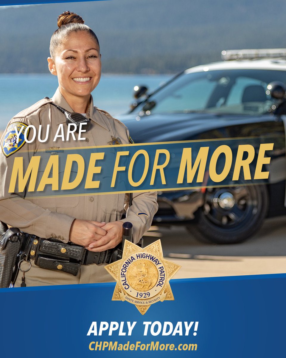The CHP is currently accepting applications from Highly motivated individuals interested in serving the public and state of California. 
For more information and to apply visit CHPmadeformore.com
#gilroycvef #chpcareers #CVIS