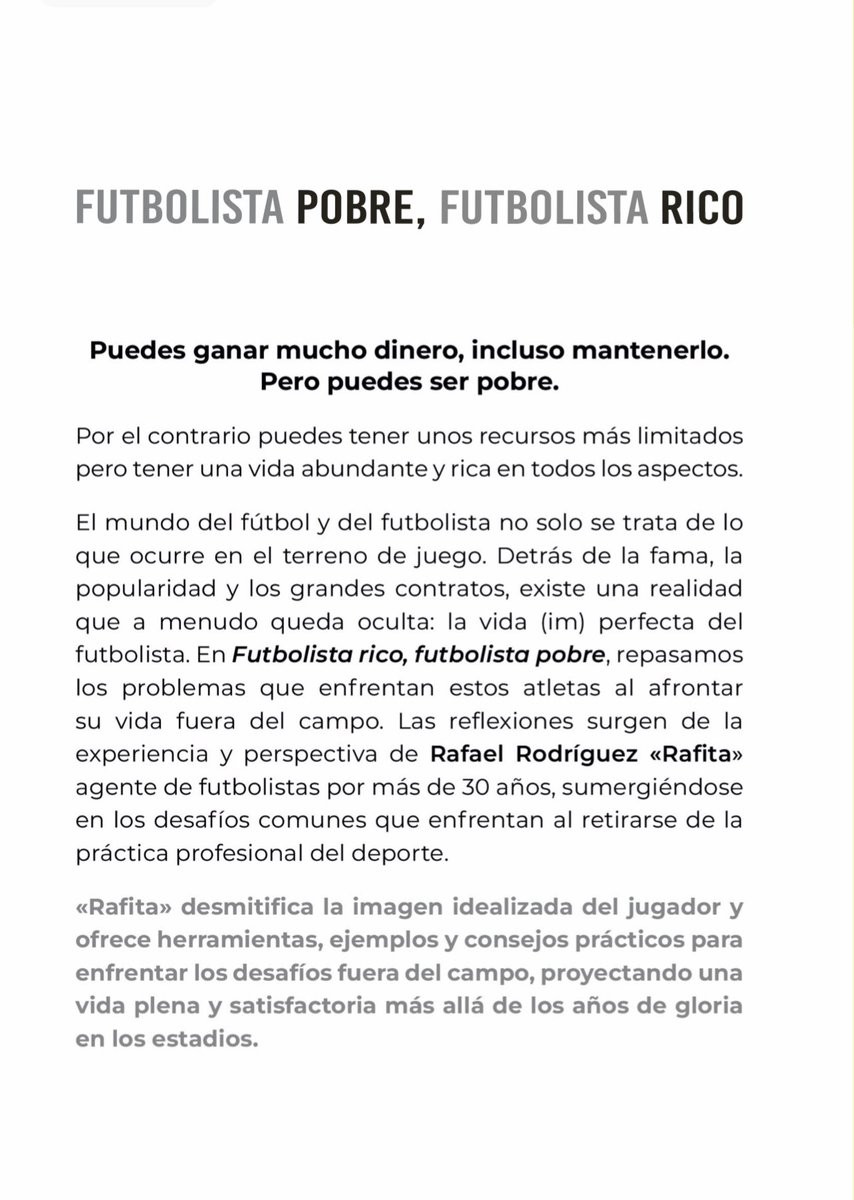 Después de años como futbolista y luego agente, en un viaje a Montevideo decidí empezar a escribir esta historia. Hoy es una realidad. Comparto mi manera de vivir la profesión, mis ideas y los consejos que he dado en privado a los futbolistas durante años.Espero que lo disfrutéis