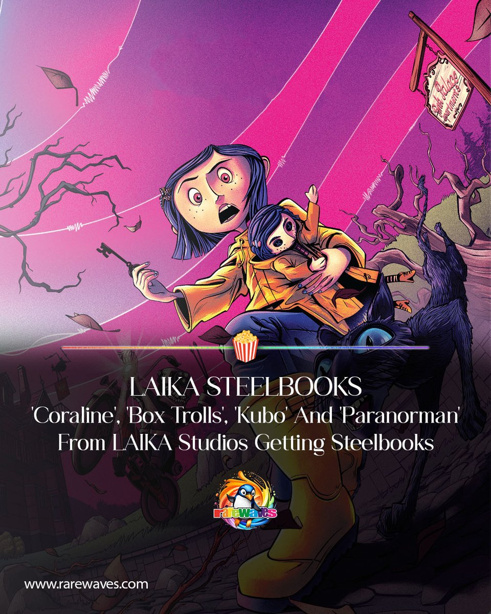 RarewavesCom's tweet photo. It's COR-aline!
And it's also Box Trolls, Kubo and Paranorman!!
These @LAIKAStudios gems are getting Blu-ray steelbooks!
LOOK AT THAT CORALINE ARTWORK!!
Pre-Order:
🐈⬛ https://t.co/DZQvHniCRC
#Rarewaves🌈
#LAIKAStudios #Coraline
#BoxTrolls #Paranorman #Kubo
#Animation https://t.co/nKuIBCUPwr