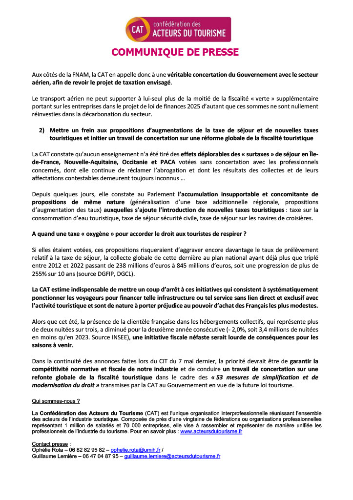 📣 Budget 2025 : <a href="/jvcrance/">Jean-Virgile Crance 🇫🇷🇪🇺</a> dénonce une avalanche de taxes potentielles qui menace l'accès aux vacances des Français et fragilise un secteur déjà éprouvé 

Pour lire l'interview dans Le Figaro : lefigaro.fr/voyages/nouvel…

Pour consulter notre communiqué de presse 👇