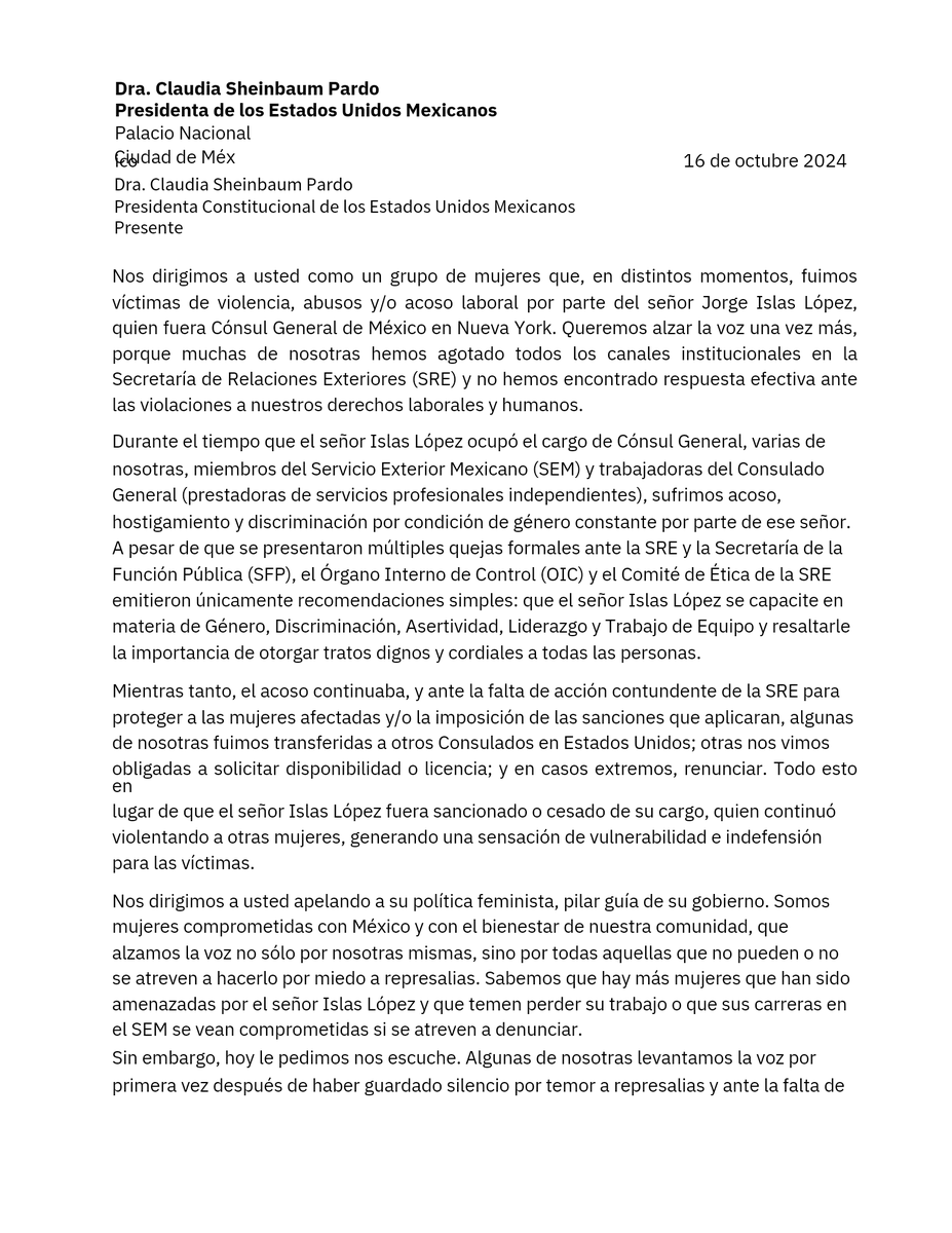 Opinion_51's tweet photo. Después de la columna de Graciela Rock [@gracielarock] diversos funcionarios escriben esta carta abierta a la Presidenta Claudia Sheinbaum confirmando lo denunciado a través de la columnista de Opinión 51.

#Opinión51 

https://t.co/Ut4wEfQplV https://t.co/17Uvfg12GR