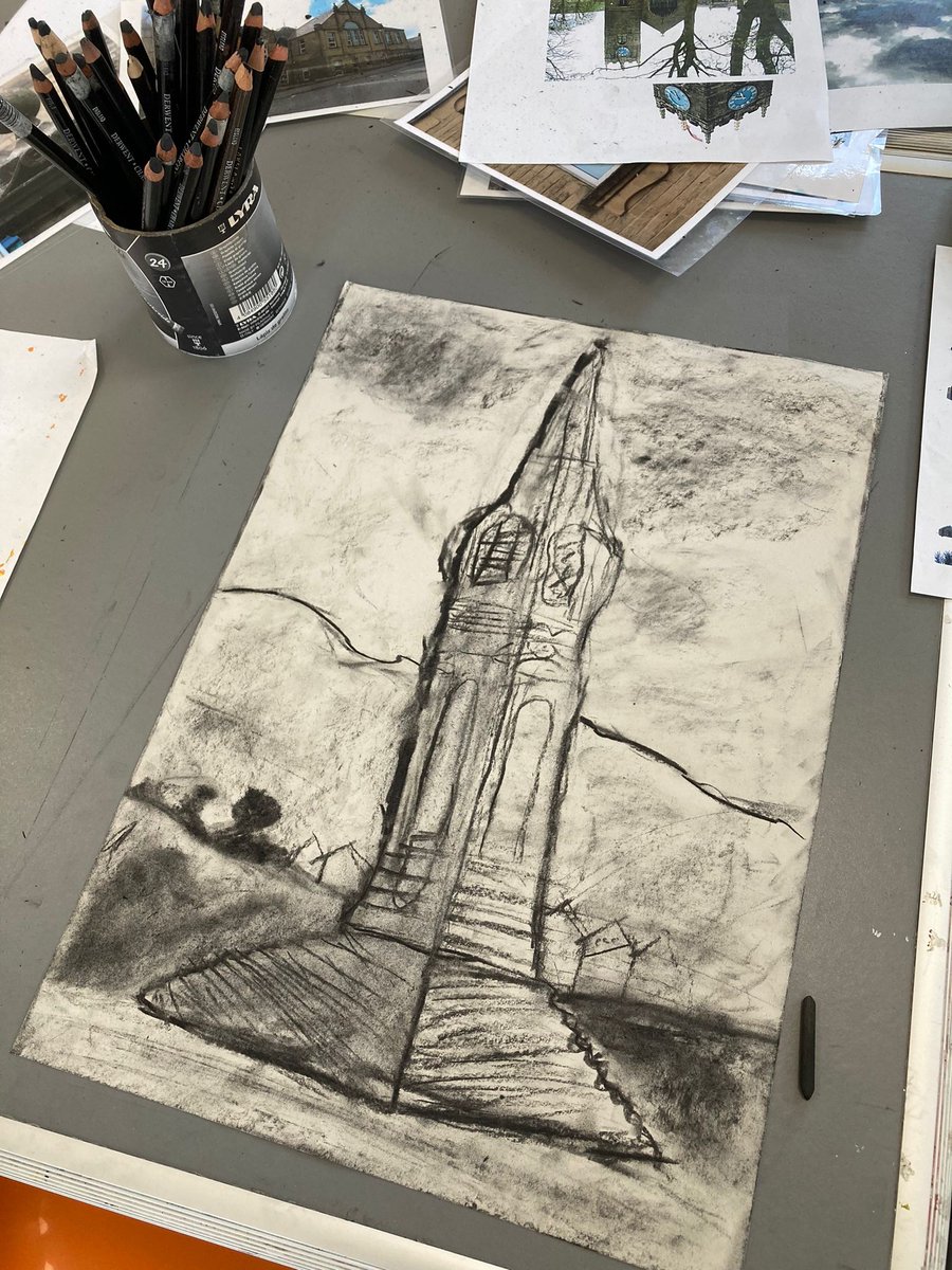 WarleyRoadPri's tweet photo. An array of wonderfully enigmatic charcoal illustrations that out Y6 children have produced with our artist in residence. @ImpactMAT #creativity #charcoal #linedrawing #architecturalstudies #experimental https://t.co/L25tIgdlpV