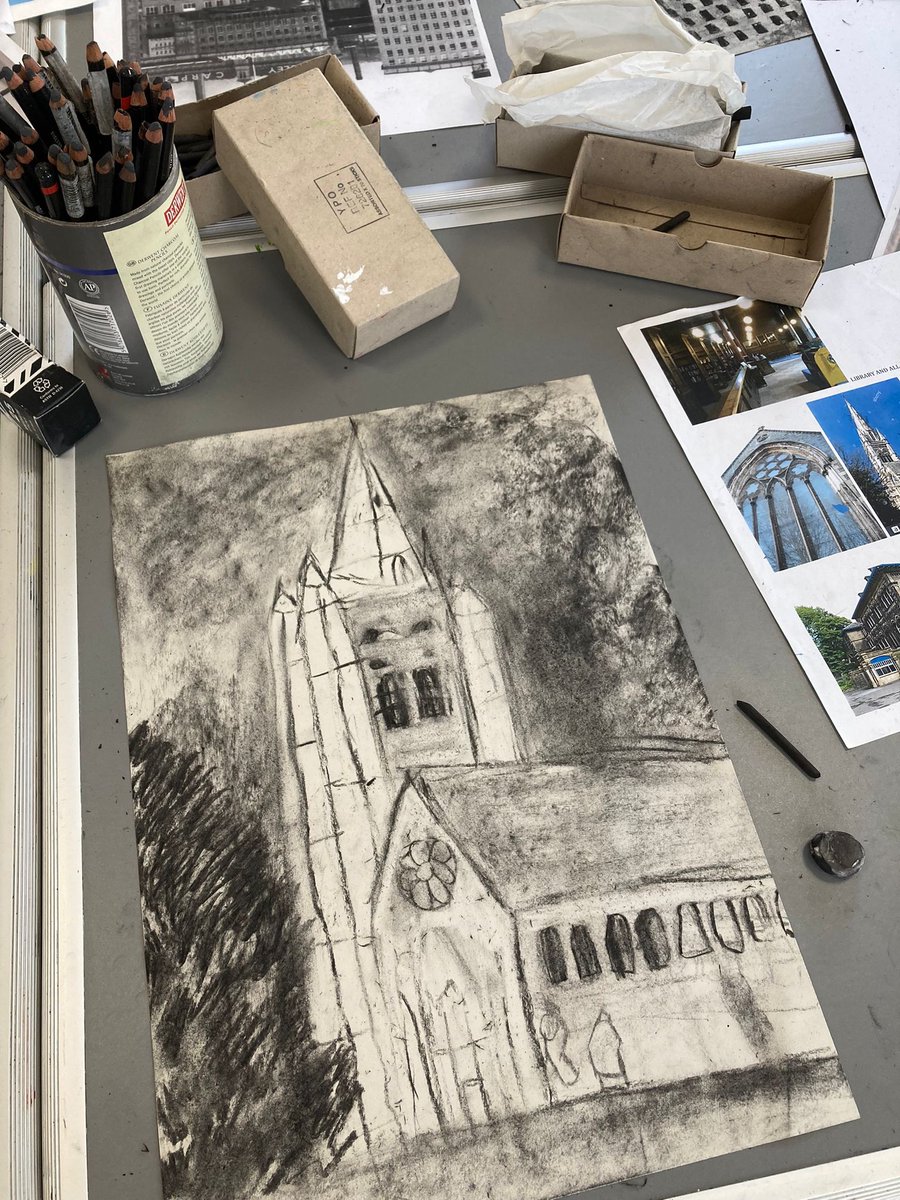 WarleyRoadPri's tweet photo. An array of wonderfully enigmatic charcoal illustrations that out Y6 children have produced with our artist in residence. @ImpactMAT #creativity #charcoal #linedrawing #architecturalstudies #experimental https://t.co/L25tIgdlpV
