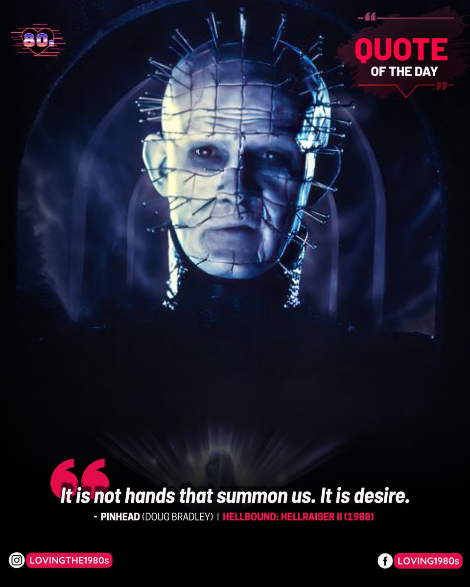 Lovingthe1980s's tweet photo. 80s movie quote of the Day: Hellbound: Hellraiser II (1988) 📷
#Lovingthe80s #80sNostalgia #80smovie #Moviequote #Hellbound #Hellraiser2 https://t.co/POw6S8BBJb