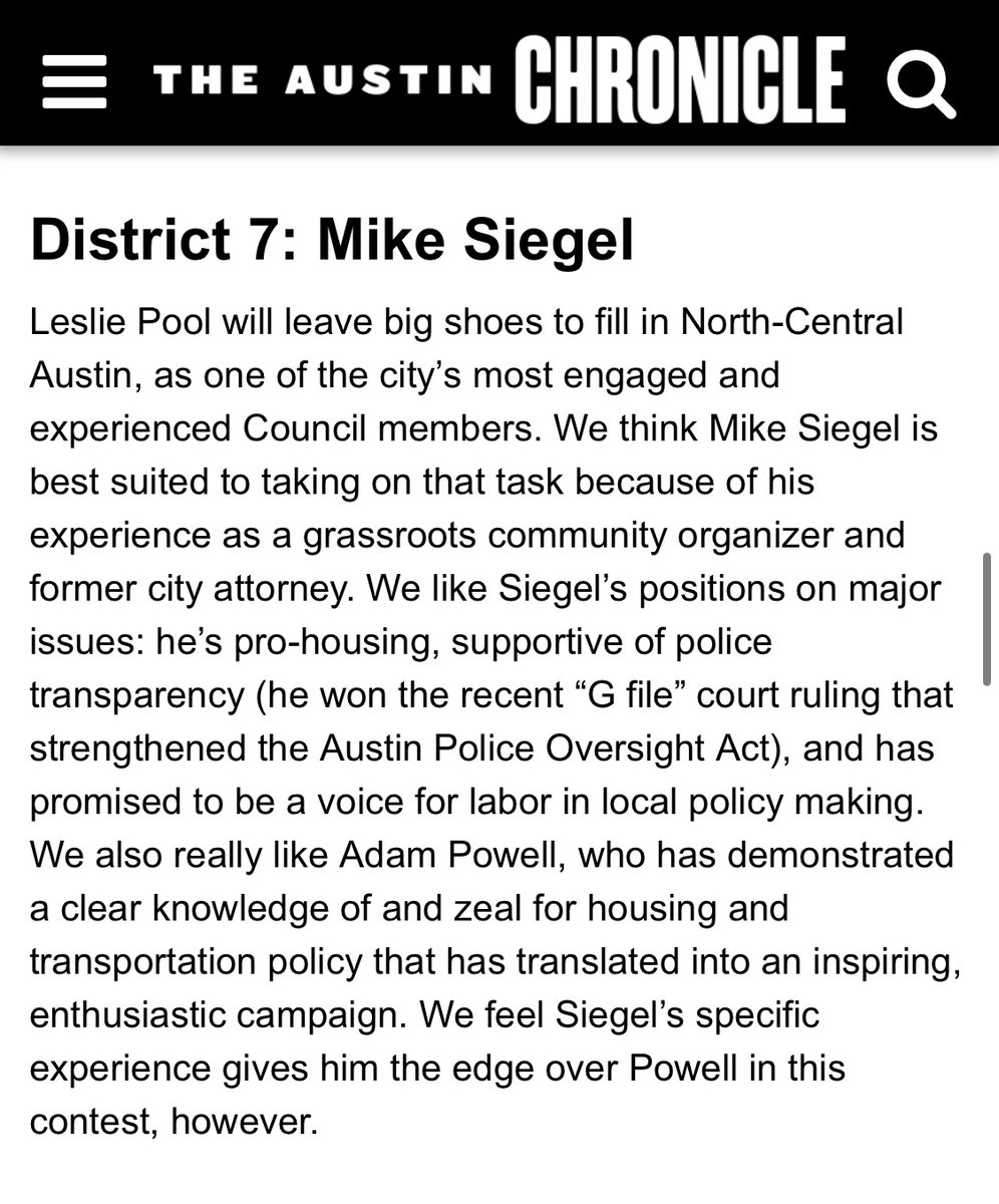 "We think <a href="/MikeSiegelTX/">Mike Siegel</a> is best suited to taking on that task because of his experience as a grassroots community organizer and former city attorney." 🌹