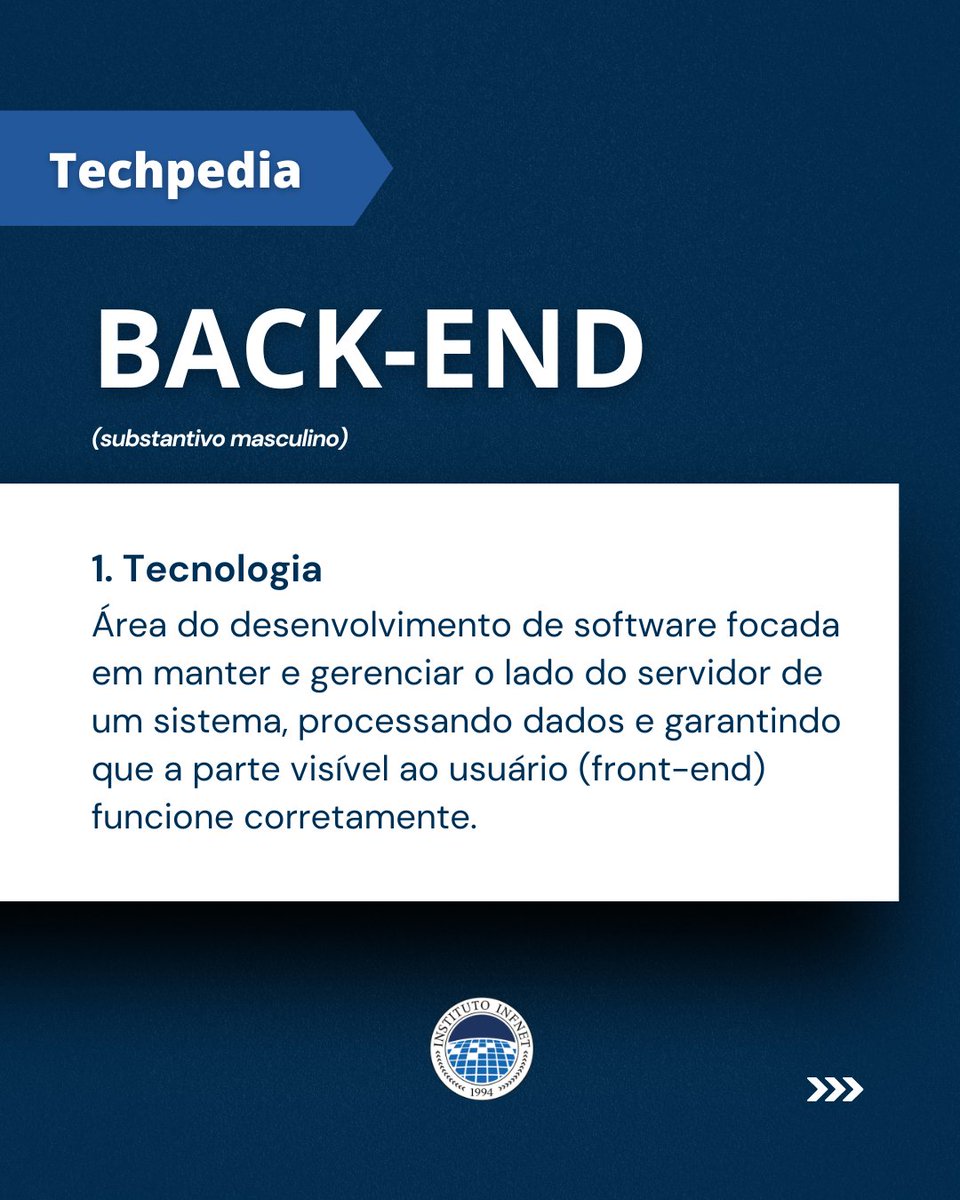 infnet's tweet photo. Sabe o que é Back-end? 💻
Arraste para o lado e descubra mais sobre o que acontece 'nos bastidores' dos seus sites e aplicativos favoritos!
#tech #dev #backend #infnet #ti https://t.co/a1UEFcDax4