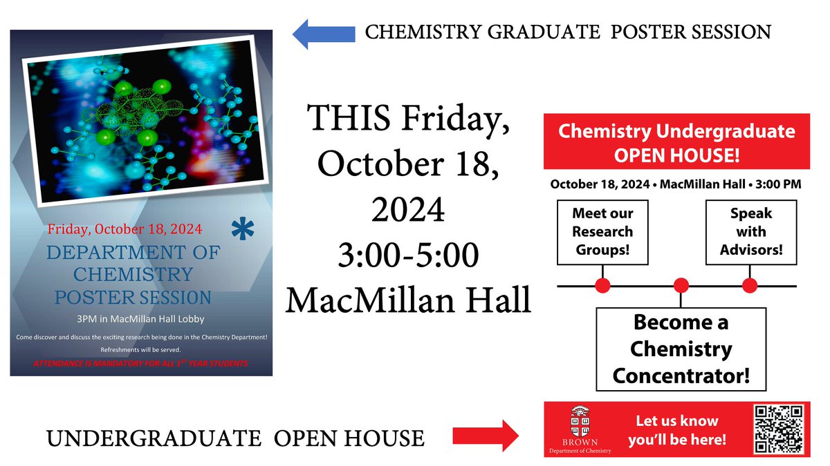 chematbrown (@chematbrown) on Twitter photo <a href="/chematbrown/">chematbrown</a> TOMORROW! UGrad Open House and Grad Student Poster Session! Stop by @ 3:00 PM MacMilan Hall! Talk with faculty and research groups. Brown Chemistry Research on display! <a href="/chematbrown/">chematbrown</a> TOMORROW! UGrad Open House and Grad Student Poster Session! Stop by @ 3:00 PM MacMilan Hall! Talk with faculty and research groups. Brown Chemistry Research on display!