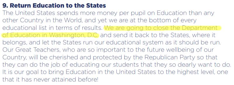 The GOP platform and Education Week's take - it's best to see these side by side