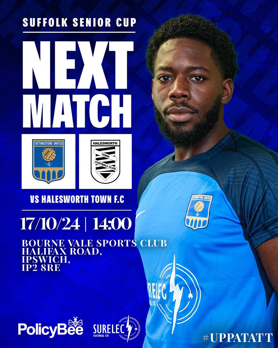 Tattingstoneutd's tweet photo. We’re not going to say too much.

We look for redemption and progress in the senior cup.

Get down to BV and support the lads.

#UppaTatt 💙💛 https://t.co/tjT2sNS5i1