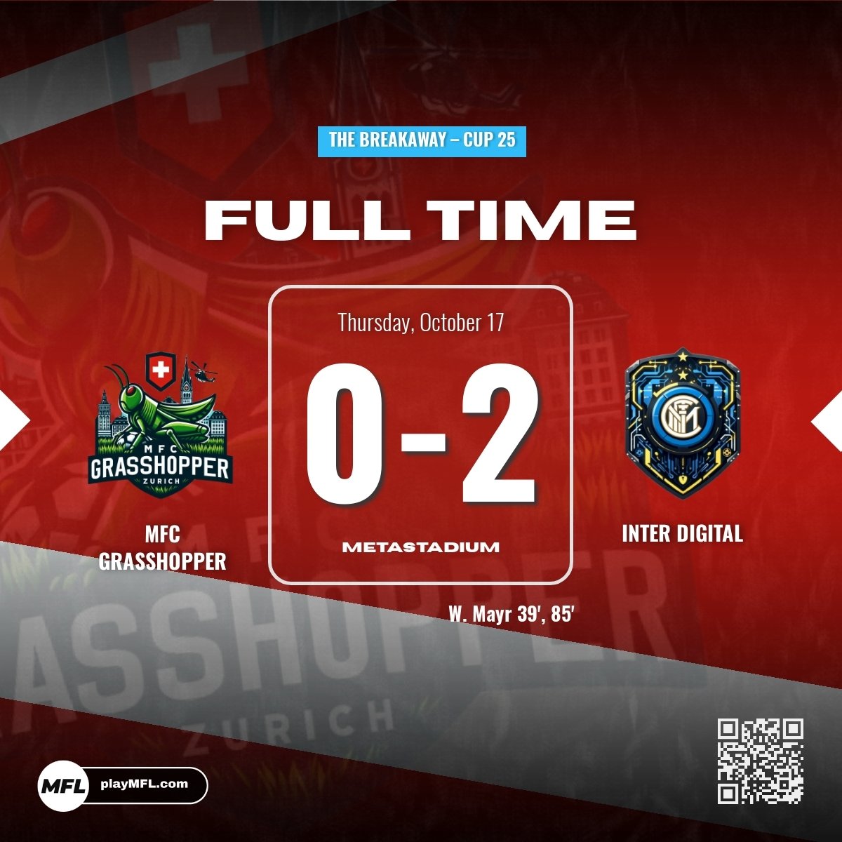 MFCGrasshopper's tweet image. CUP GAME 6 - We suffer a 2-0 defeat against INTER DIGITAL and fail to qualify out of the Group Stages on this occasion! 🇨🇭 #playMFL