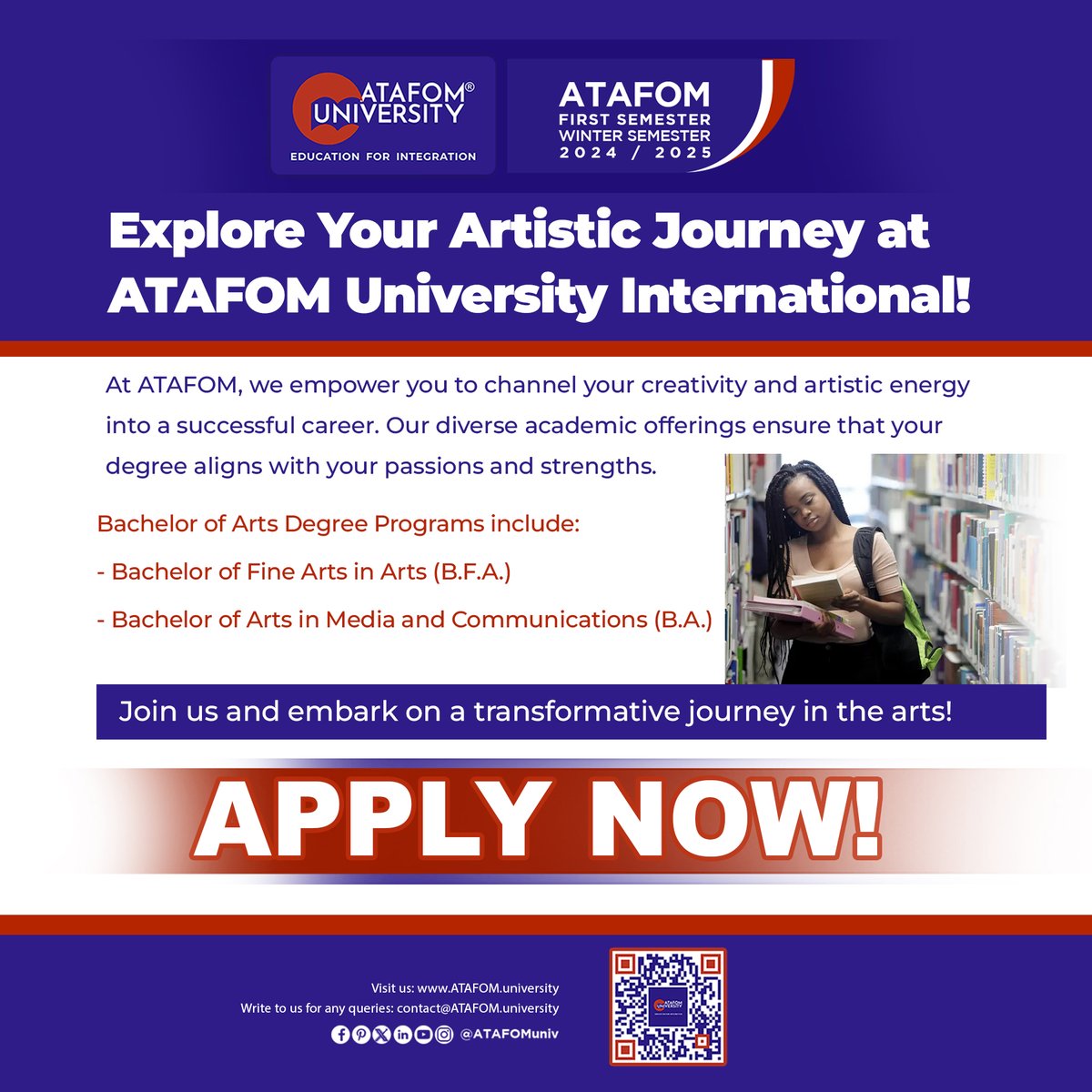 ATAFOMUni's tweet image. Embrace a future filled with knowledge, diversity, and success. Join us on the journey to excellence!

#ATAFOMUniversity #EducationForIntegration #FutureLeaders #KnowledgeHub #InnovativeLearning #GlobalEducation #EmpowerThroughEducation #TransformativeLearning #CareerAdvancement…