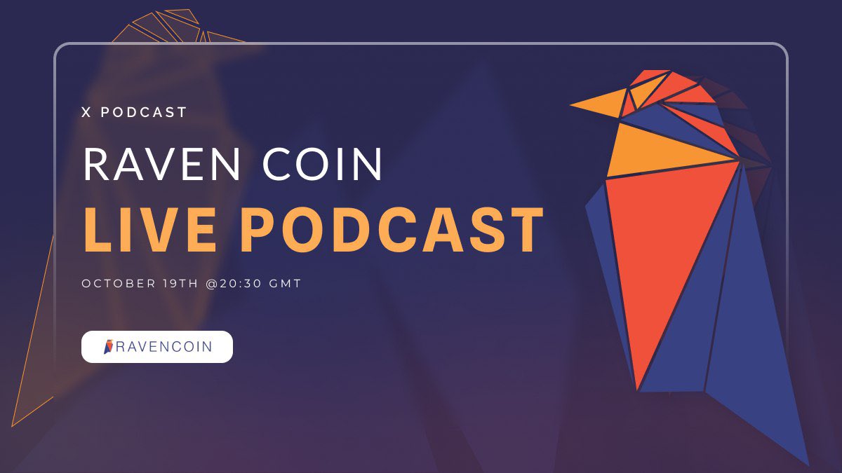 This Saturday we’re going to start a series of podcasts on X spaces dedicated to Ravencoin

We’ll discuss recent macroeconomic trends and show in how many amazing ways RVN blockchain can be used in the future 

Let’s meet together on Saturday 19th Oct 20:30 GMT / 6:30pm EST!
