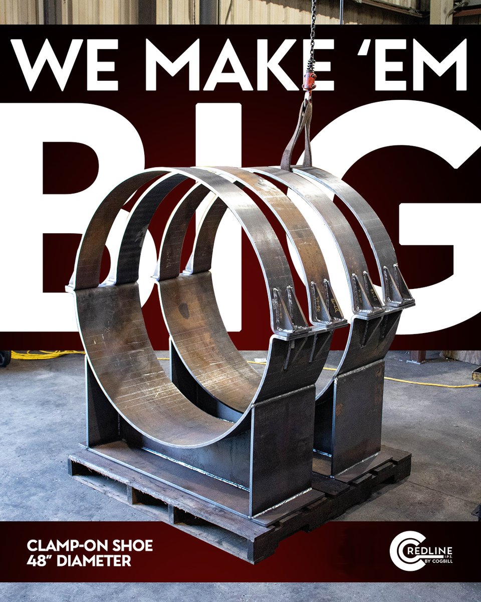 CogbillConstruc's tweet image. 💥We Make ‘Em BIG! 💥
Check out our 48&quot; Diameter Clamp-On Shoes for large-scale pipeline projects. Built for strength and durability!
Got a big project? Contact us today:
🌐 redlineips.com
📞 (409) 768-1419
#BigSolutions #PipelineEngineering