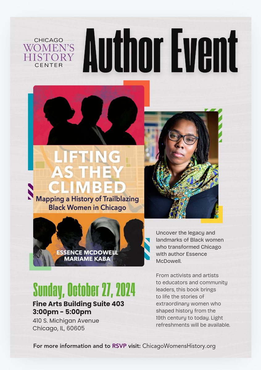 I'm sharing the journey of Lifting As They Climbed at the Chicago Women's History Center this month, 10/27 3pm. 
I love that the talk is taking place in the historic Fine Arts Building, downtown Chicago. 

 Learn more &amp; RSVP: bit.ly/3YsxImo
