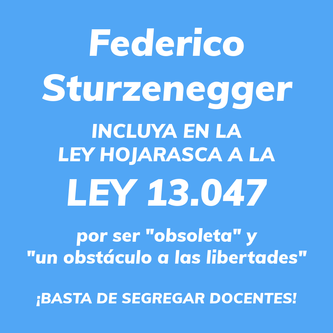 DocentesExtra's tweet photo. Federico Sturzenegger
INCLUYA EN LA LEY HOJARASCA A LA LEY 13.047
por ser "obsoleta" y "un obstáculo a las libertades"
¡BASTA DE SEGREGAR DOCENTES!

#ley13047 #FedericoSturzenegger #sturzenegger #milei #docentesprivados #docentesextraprogramaticos #leyobsoleta #leyhojarasca https://t.co/7vBnXlDObF