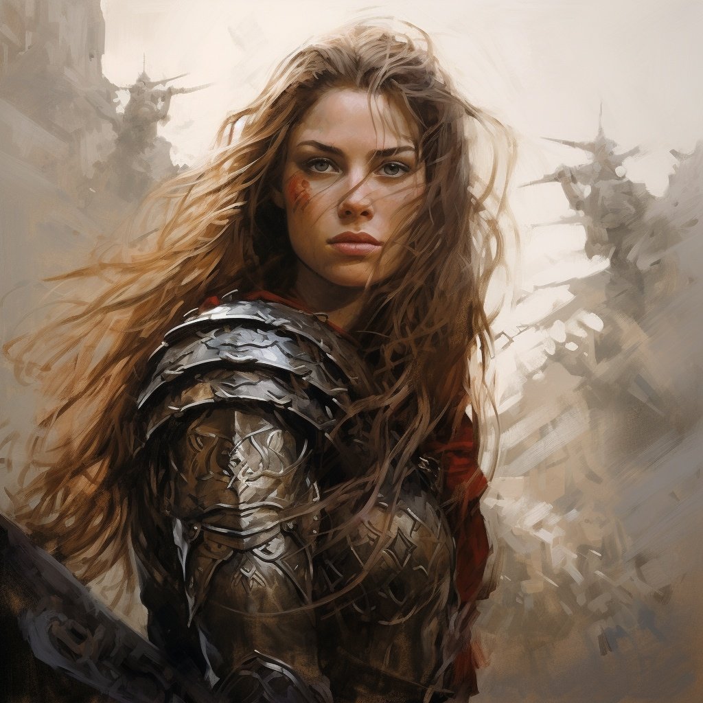 1789Johnson's tweet photo. QT your Warrior art
"Resolve"
#AIArt #AIFantasyArt #AIArtCommunity #Art #DigitalArt #Midjourney
#FemaleWarrior #BattleHardened #FantasyHeroine #EpicArmor #FierceDetermination #LegendaryFight #WarriorSpirit #SwordAndShield https://t.co/ImOloZG6zG