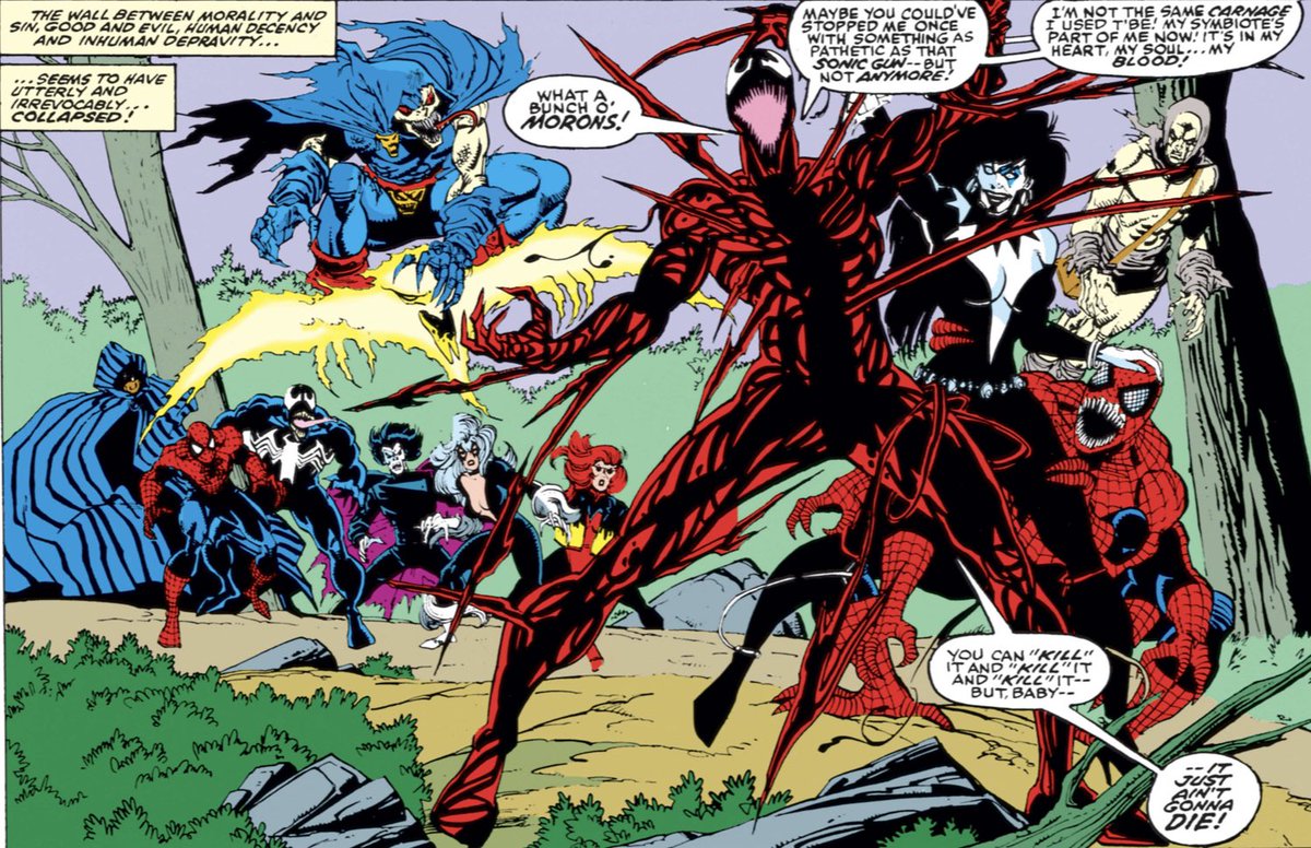 The preppy kids watching the Goth kids during the Halloween dance