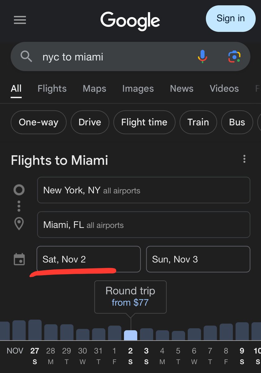 RealThomasWelsh's tweet photo. I hate how Google always assumes I want to book a flight taking off next month... like bro, I'm in the Uber heading to the airport right now 😂 https://t.co/gJbZJwU3wG