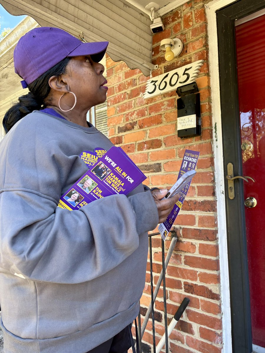 We are on fire! 32BJ members have helped knock on 5,000 doors in Richmond, Virginia to elect <a href="/KamalaHarris/">Kamala Harris</a>, <a href="/timkaine/">Tim Kaine</a>, <a href="/JennMcClellanVA/">Jennifer McClellan</a> and <a href="/harrison/">Harrison Roday</a> as our next mayor in Richmond! #UnionsForAll