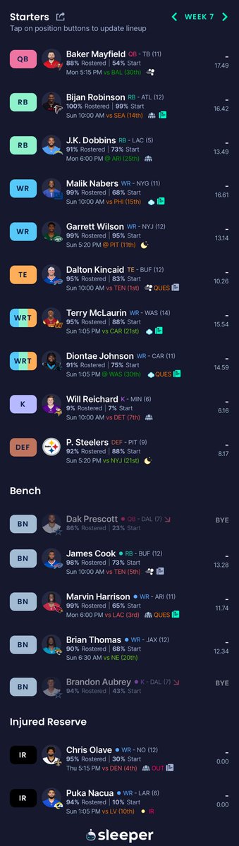 twanrrs's tweet photo. @JustFantasyJF hey man, you think i should sit wilson and start cook or keep wilson in, this is my lineup if u have any recommendation please help! https://t.co/HT1J6lwIBH