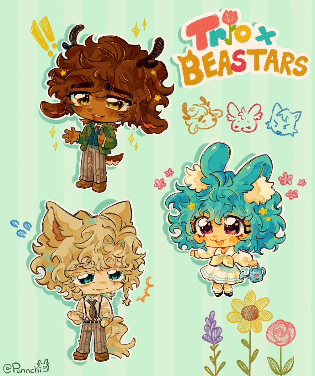 punnchi_030's tweet photo. [oc] love my trio fr🐇🐺🦌🌷🪻🌻 #oc https://t.co/ig5prKOHI0