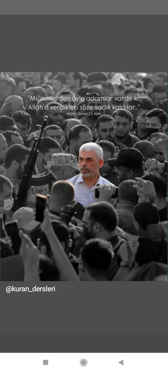 Ebu Ubeyde; Eğer suikastler direnişi sona erdirseydi, 

90 yıl önce İzzettin El Kassam şehit olduğunda direniş biterdi.

Bir Ölürüz, Bin Diriliriz

#yahyasinwar