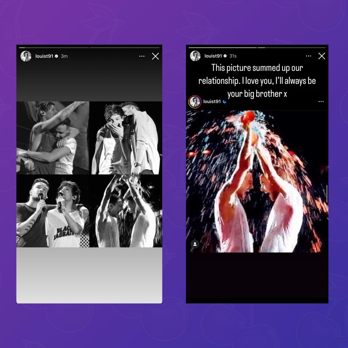 Louis Tomlinson dedicates new Instagram stories to Liam Payne:

“This picture summed up our relationship. I love you. I’ll always be your big brother x”