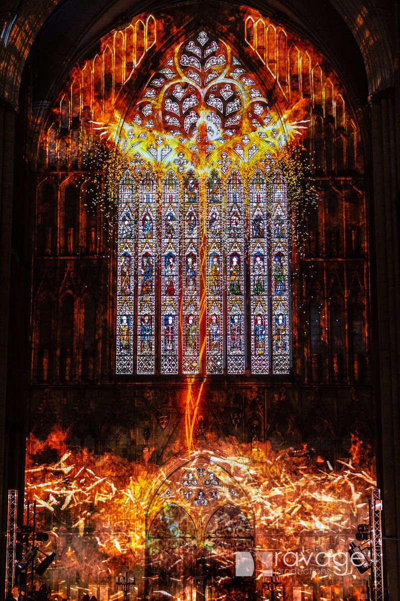 ravagephoto's tweet photo. The hottest show in town - Phoenix, a brand new light installation by Ross Ashton and Karen Monid at @York_Minster  which tells  the story of the 1984 fire. #Phoenix #light #york https://t.co/e0YvbTpxBD