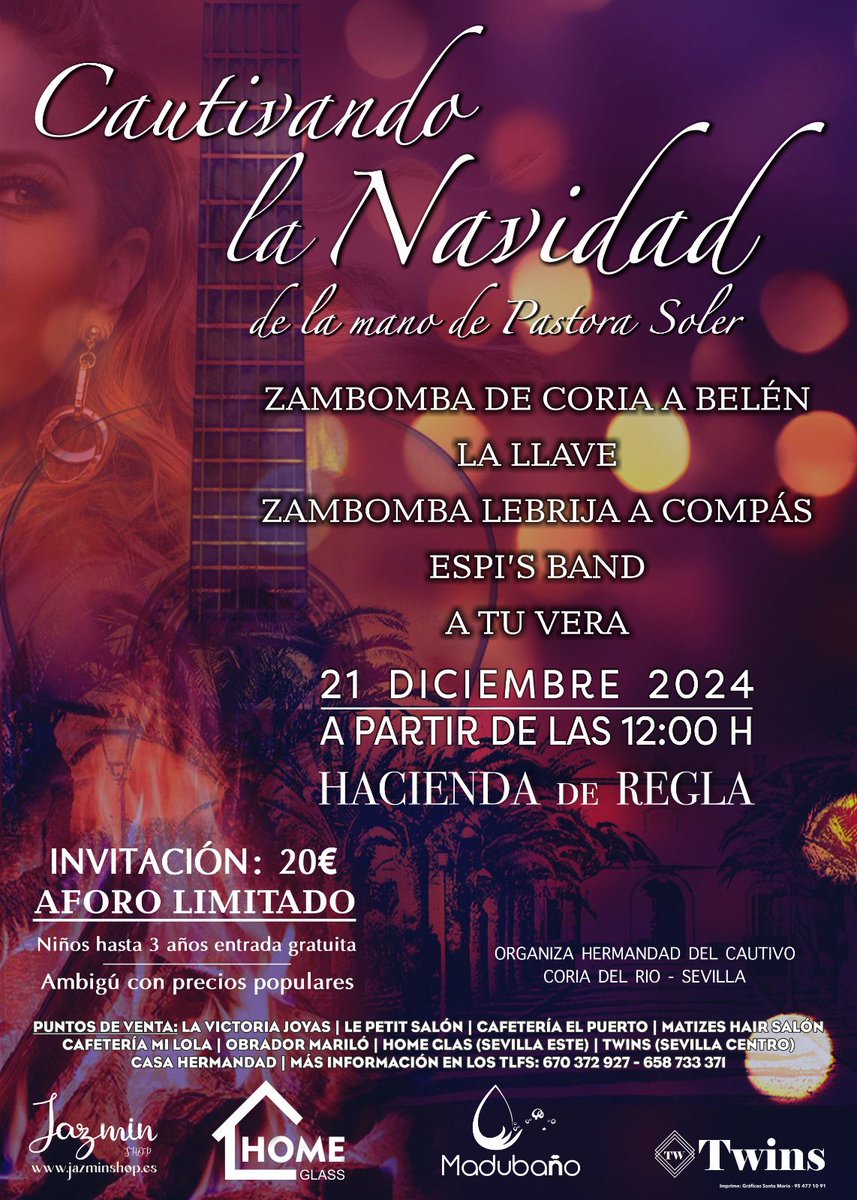 𝐂𝐀𝐔𝐓𝐈𝐕𝐀𝐍𝐃𝐎 𝐋𝐀 𝐍𝐀𝐕𝐈𝐃𝐀𝐃, 𝒅𝒆 𝒍𝒂 𝒎𝒂𝒏𝒐 𝒅𝒆 𝑷𝒂𝒔𝒕𝒐𝒓𝒂 𝑺𝒐𝒍𝒆𝒓

Presentamos el cartel de la segunda edición de nuestra gran fiesta navideña. 

➡️ ENTRADAS DISPONIBLES a partir del sábado 19 de Octubre.

@cautivandolanavidad
facebook.com/share/p/FGihLK…