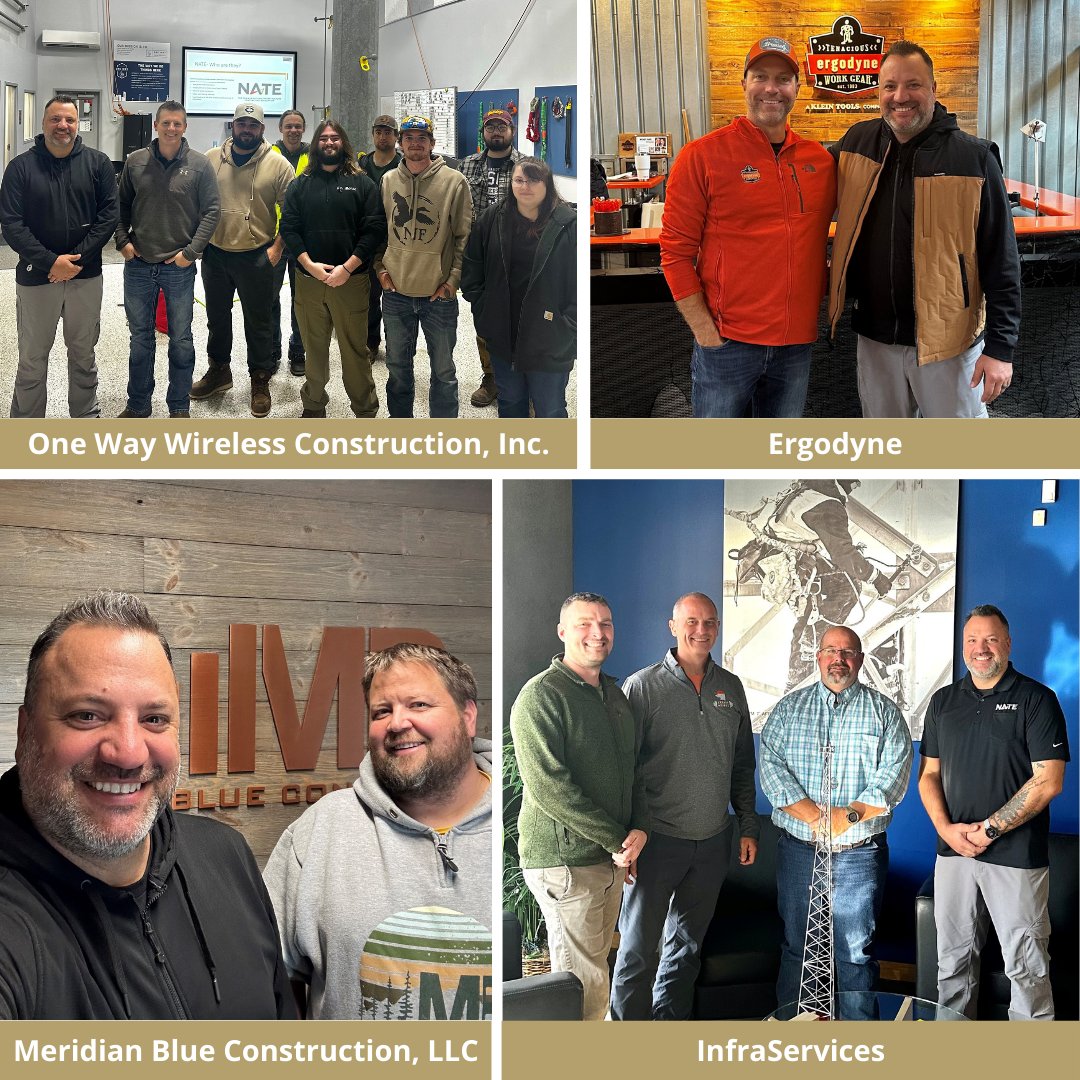 NATEsafety's tweet image. Brian Bicknese, NATE Director of Safety &amp;amp; Education, recently visited several #NATEsafety Members including #Ergodyne, #Infraservices, #MeridianBlueConstruction, and #OneWayWireless, where he engaged in insightful discussions about industry standards, safety, and education.