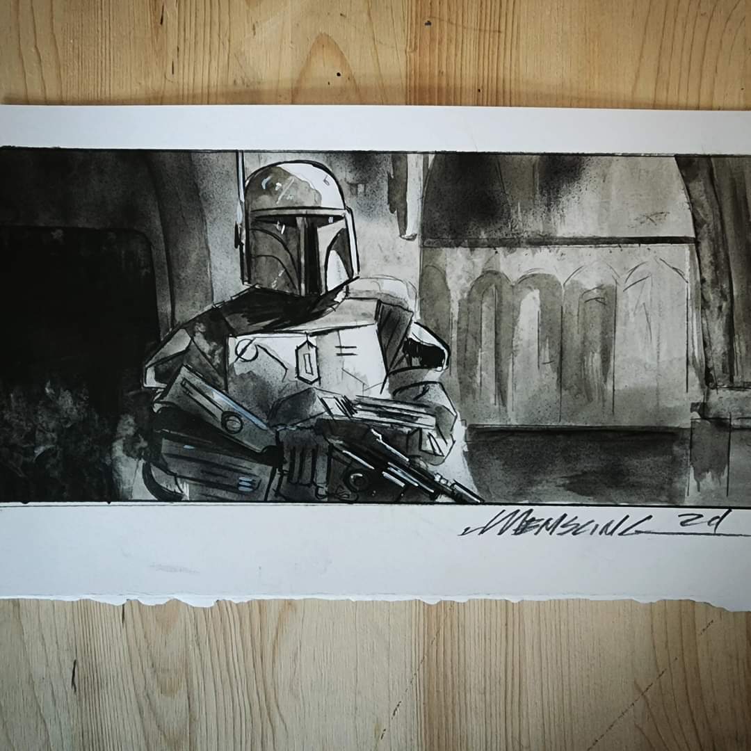 CartoonCaveman's tweet photo. Inktober Day 17
#inktober2024 #inktoberday17 #inkwash #airbrush #sketch #bobafett https://t.co/VFFAlaaimQ