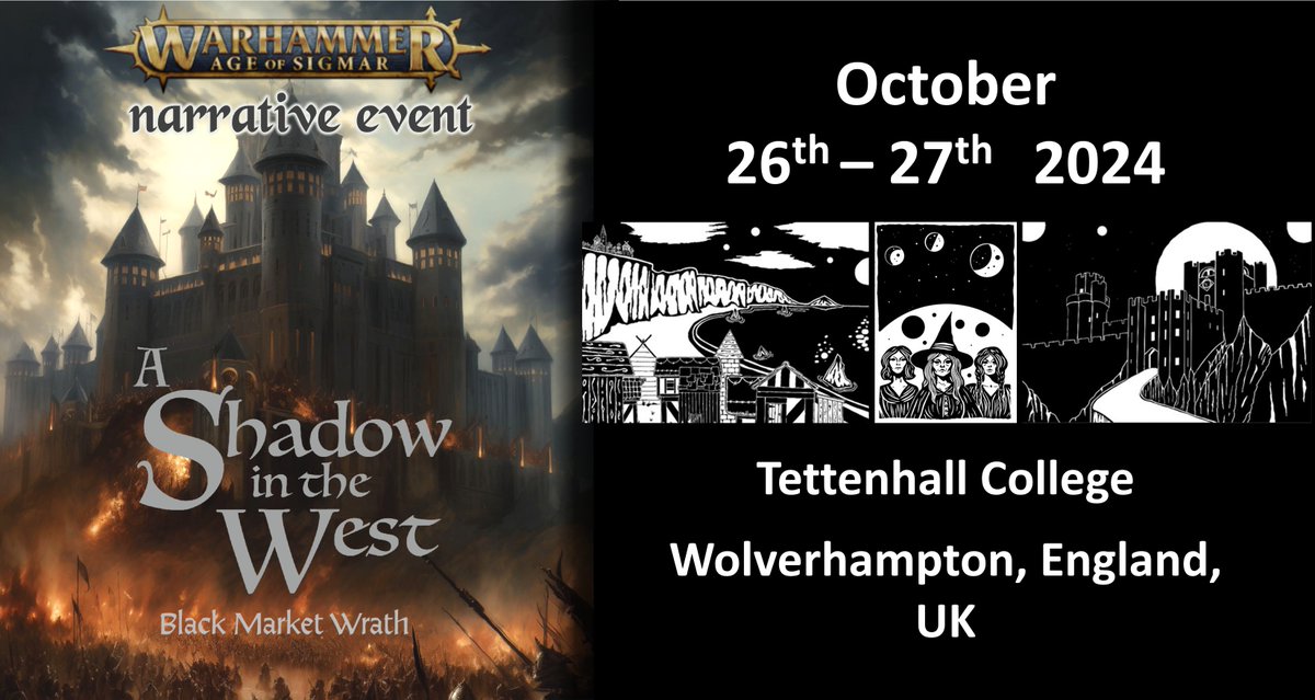 “Shadow in the West - Black Market Wrath” narrative event will go down in less than 2 weeks! Wolverhampton, UK 26-27 Oct, and the launch of the new Shadowcon!

Mystery, backstabbing, teamwork and narrative list-building!

wearetheneon.com/2024/10/17/sha…

#ageofsigmar #warhammercommunity