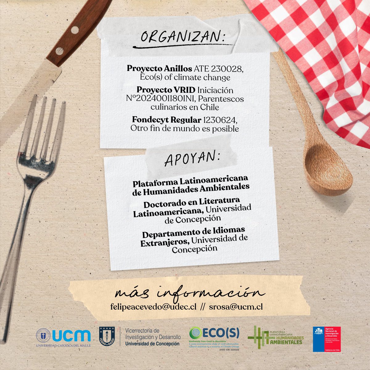 Algalab (@algalab) on Twitter photo Conversatorio sobre Patrimonio Alimentario “Dimensiones literarias y culturales del género recetario” miércoles 23 de octubre a las 15:30 horas en la Universidad de Concepción.
Participa nuestro Director Dr. Erasmo Macaya Horta <a href="/erasmomac/">Erasmo Macaya Horta</a>. Conversatorio sobre Patrimonio Alimentario “Dimensiones literarias y culturales del género recetario” miércoles 23 de octubre a las 15:30 horas en la Universidad de Concepción.
Participa nuestro Director Dr. Erasmo Macaya Horta <a href="/erasmomac/">Erasmo Macaya Horta</a>.