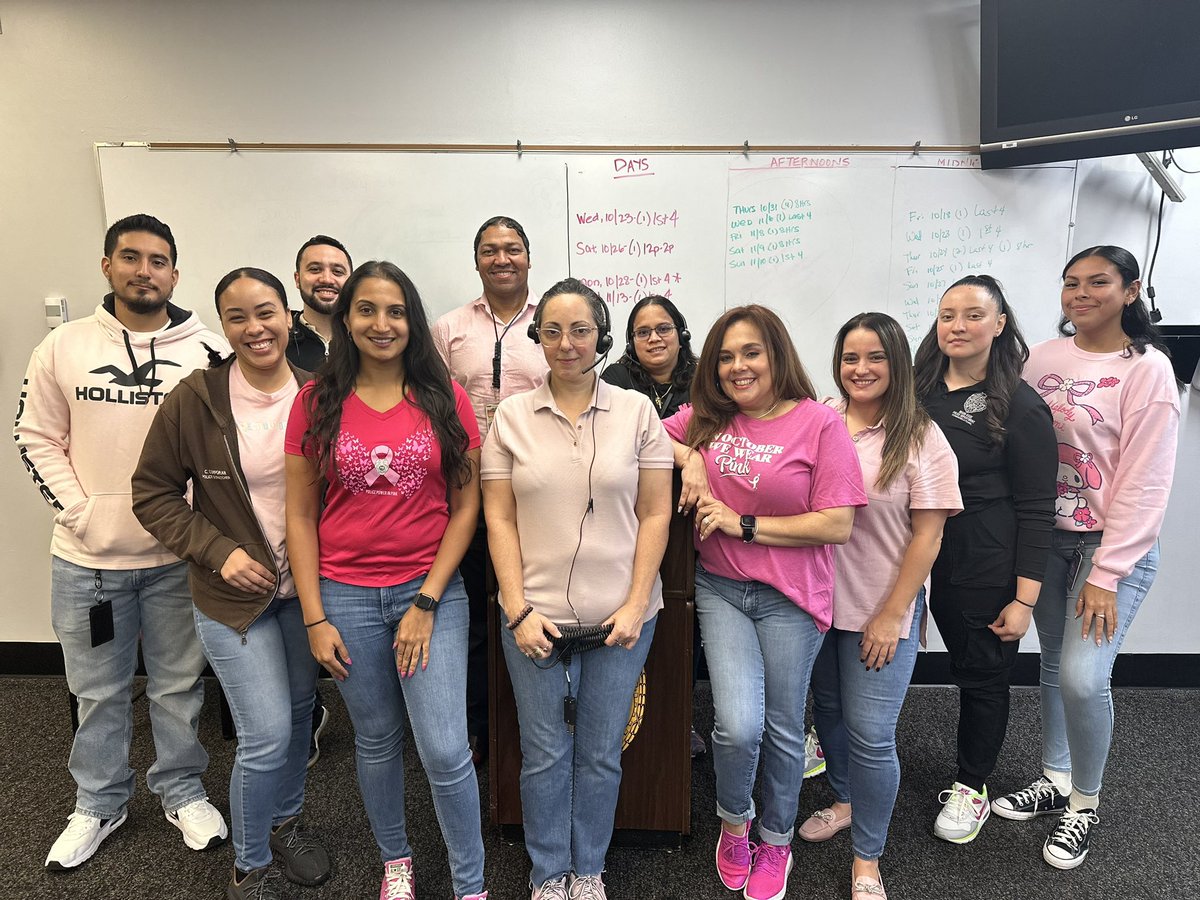 MiamiDade_SO's tweet photo. In support of Breast Cancer Awareness Month, our Communications Bureau proudly dressed in pink to help raise awareness and spread hope. Together, we stand strong in the fight against breast cancer. 🩷#BreastCancerAwarenessMonth #PinkForACause https://t.co/4iO4rc8M5G