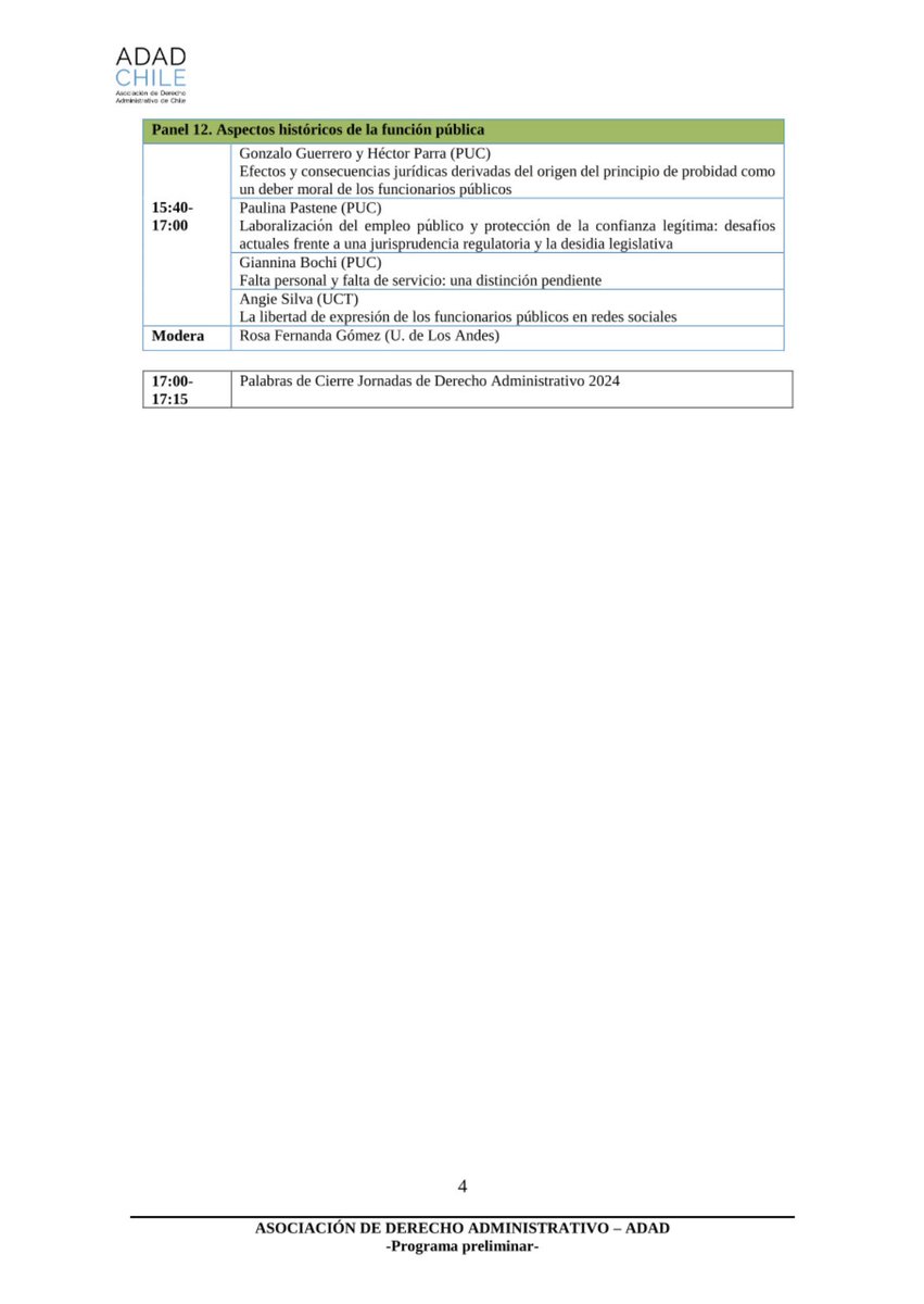 📚 ¡Ya contamos con el programa para las XX Jornadas de Derecho Administrativo! En esta ocasión, tendremos interesantes paneles sobre la evolución e historia de esta área del Derecho.

Les recordamos que se llevarán a cabo el jueves 28 y viernes 29 de noviembre en <a href="/derechouc/">Facultad Derecho UC</a>.