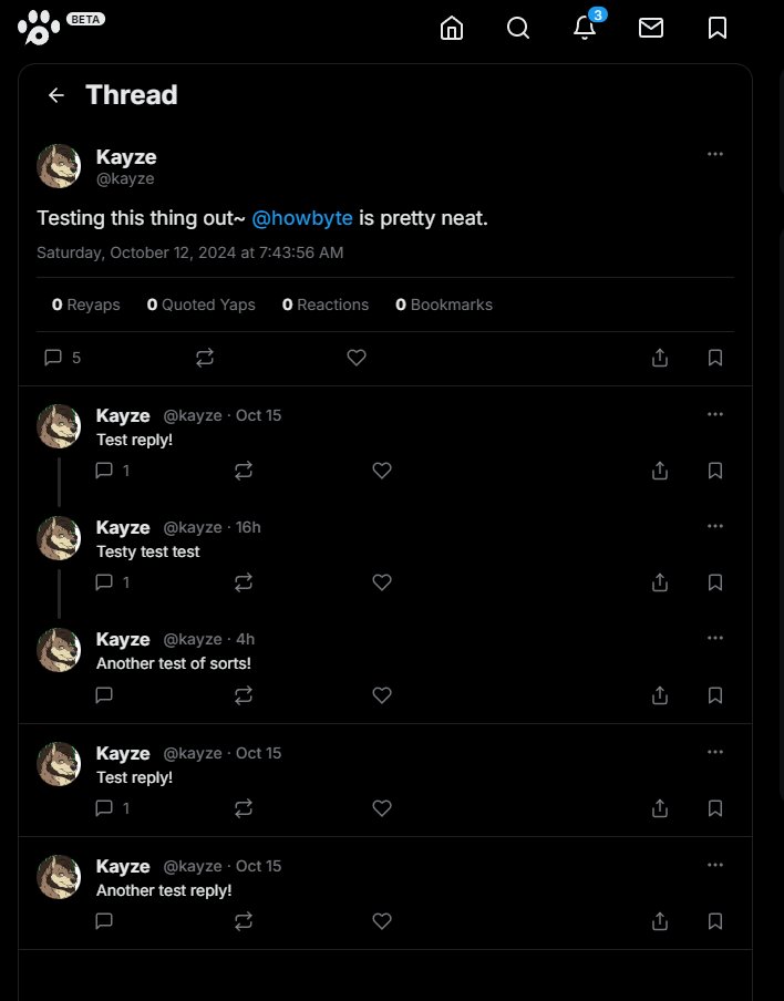 howlbyte's tweet photo. For a bit of a better update, take a look at this thread view test! Still working out the bugs and design polish before it's good enough, but replies are working and threaded convos is mostly working as of now.

(ignore the misspelt "howbyte"!) https://t.co/3yaHhxqS7n