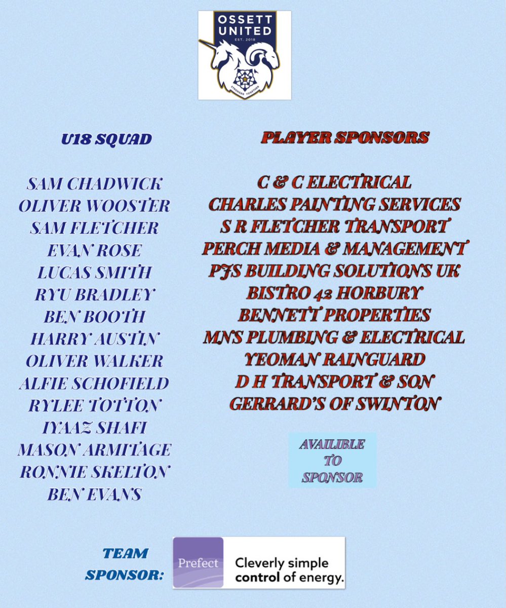 SedgeU18sU23s's tweet photo. After 4 games in the JPL Cup our @OssettUnited U18s play their first league game of the season v Emley @ Ecclesfield Schools 4g field (change of venue) - 1115am Kick Off, all support welcome 👍⚽️ @YEFA2016 https://t.co/dyTdLQls0L