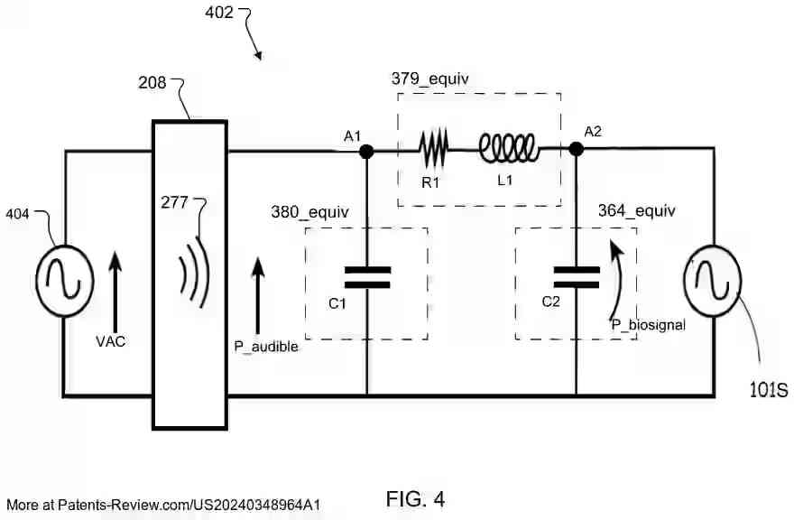 PatentPulse's tweet image. New patent ap. #US20240348964A1 reveals an earbud that detects biosignals &amp;amp; presents audio in the inner ear canal. Features include a nozzle, speaker, &amp;amp; infrasonic/vibration sensor for enhanced sound &amp;amp; signal detection. #Biosignals #EarbudTech #PatentApplication