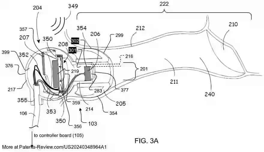 PatentPulse's tweet image. New patent ap. #US20240348964A1 reveals an earbud that detects biosignals &amp;amp; presents audio in the inner ear canal. Features include a nozzle, speaker, &amp;amp; infrasonic/vibration sensor for enhanced sound &amp;amp; signal detection. #Biosignals #EarbudTech #PatentApplication