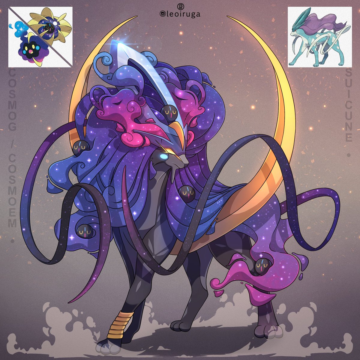 leoiruga's tweet image. Triple Fusion with Legendary Beasts (Pt.3 Suicune)

Suicune, Cosmog and Cosmoem 🩵💜🌌

(Commission) 

#pokemon #pokemonart #suicune #cosmog #cosmoem #pokeart #poke #pokefusion