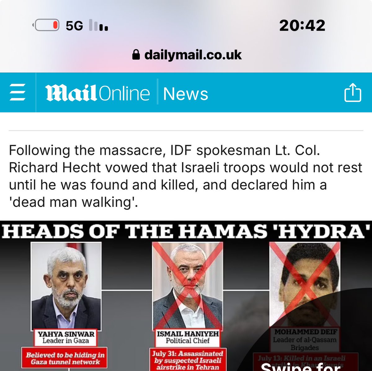 RichardHecht3's tweet photo. I didnt get cleared for the “ term dead man walking “ but i never had a doubt.
We dont celebrate death  .
Justice has prevailed.
Opportunity for a regional shift , starting by bringing home our hostages. https://t.co/DA7TrTSgB7