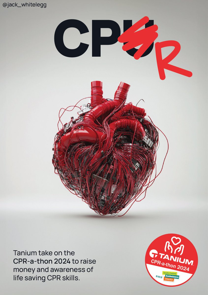 jack_whitelegg's tweet photo. Bit late to the party today. Here’s my entry for @OneMinuteBriefs Create posters to promote @Tanium &amp; @scacharity #cprathon supporting @ResusCouncilUK to raise awareness of #restartaheartmonth and the importance of knowing CPR. https://t.co/sgoGsvNW61