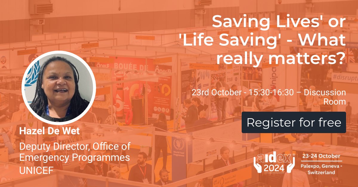 Join the panel discussion at #AidEx "Lifesaving or saving lives". With limited funds available and more people needing humanitarian assistance, what services do you prioritise? Is our priority "Lifesaving", or is it about saving lives? Or about dignity? Unpacking the concepts and