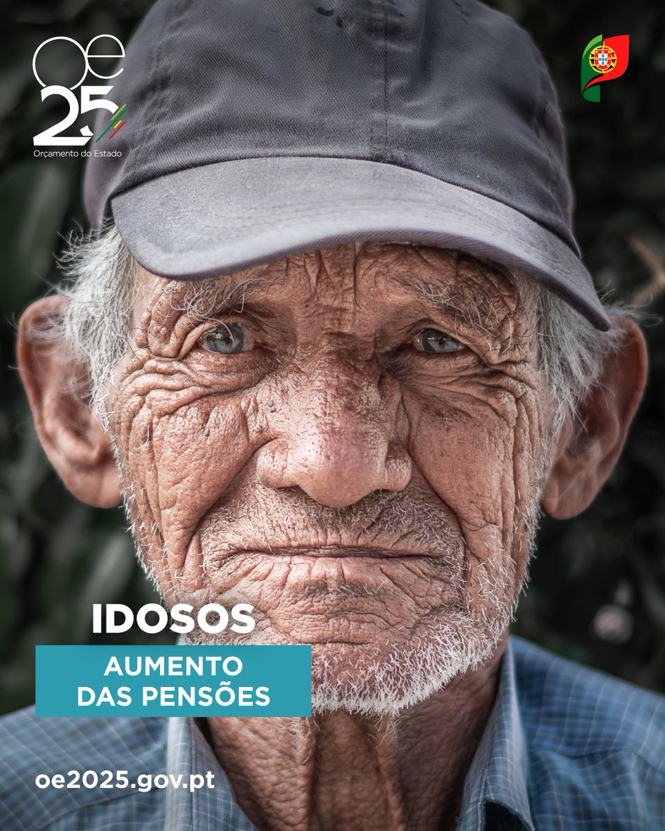 govpt's tweet image. Mais segurança para quem sempre deu tudo. Saiba mais em oe2025.gov.pt

#OE2025 #idosos #pensões