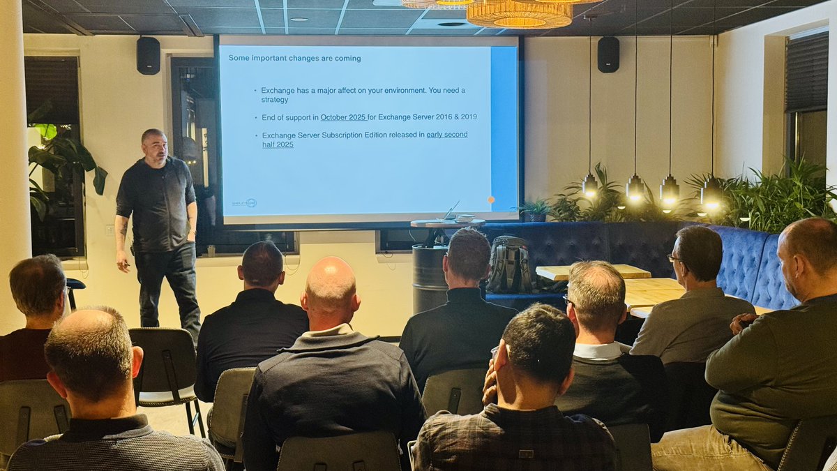 Next up at the NL365Pro UG is <a href="/dmstork/">Dave Stork</a> talk about challenges orgs will face when keeping Exchange on-premises, including hybrid #MSExchange